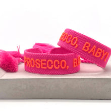 Lade das Bild in den Galerie-Viewer, PROSECCO, BABY! Statement Armband gewebt, bestickt 
